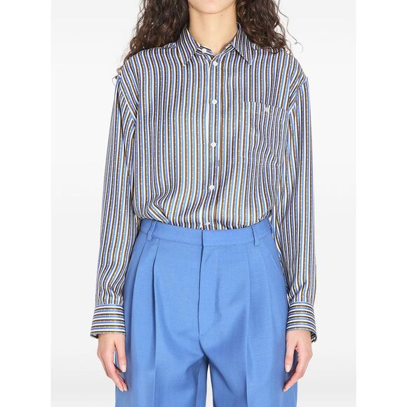CELINE Sweaters - Celine Women Striped Silk Shirt